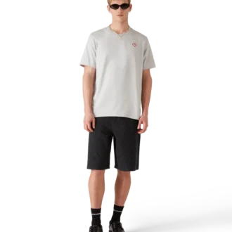 Camiseta de manga corta con logotipo de diamante gris