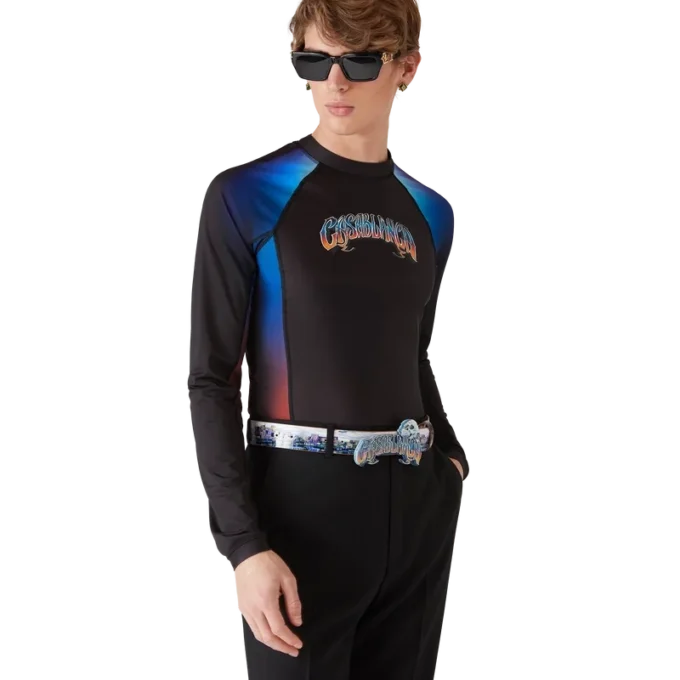 Camiseta de manga larga con estampado degradado Camiseta de manga larga con estampado degradado