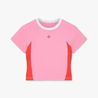 Camiseta de pantalones cortos con monograma rosa