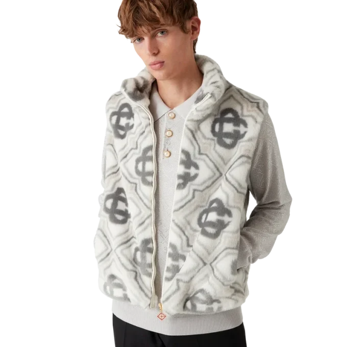 Chaleco de pelo sintético con monograma