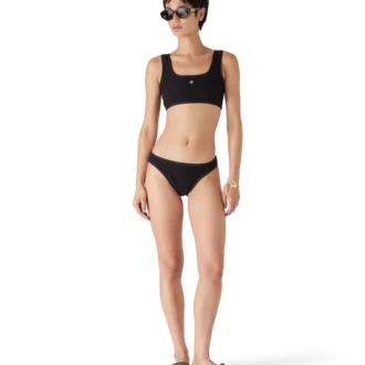 Chanclas de rizo bordadas en verde para mujer