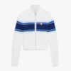 Chaqueta bomber de malla a rayas blancas y azules