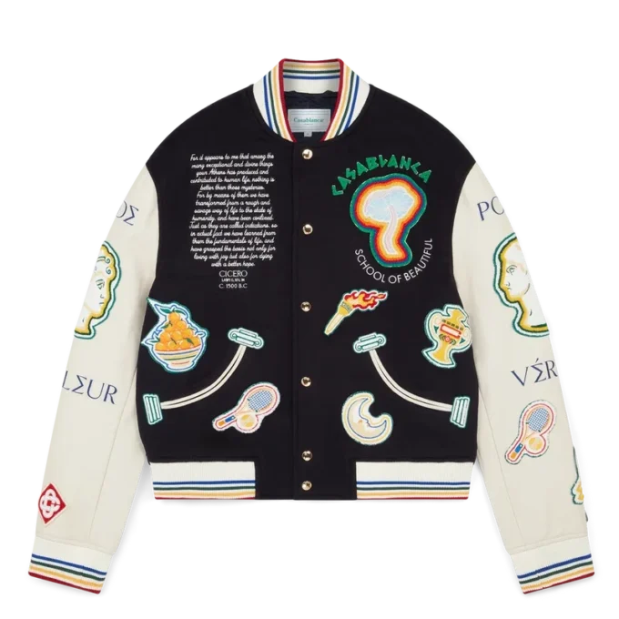 Chaqueta bomber de patchwork de chenilla