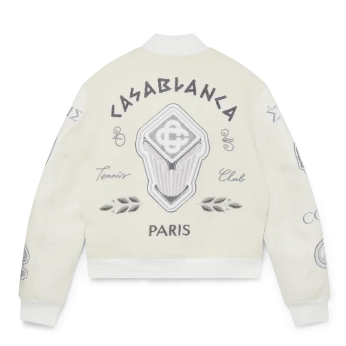 Chaqueta bomber de patchwork de chenilla Chaqueta bomber de patchwork de chenilla