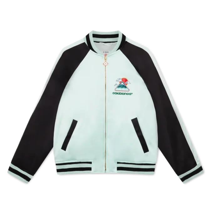 Chaqueta bomber de satén bordada