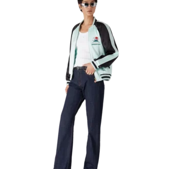 Chaqueta bomber de satén bordada