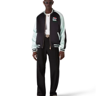 Chaqueta bomber de satén bordada