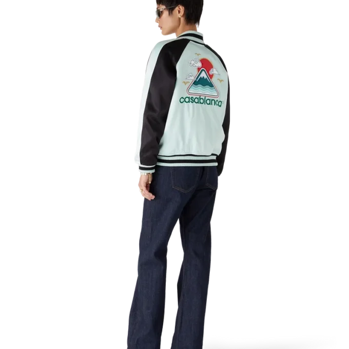 Chaqueta bomber de satén bordada
