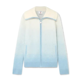 Chaqueta con cremallera de mohair con degradado difuminado