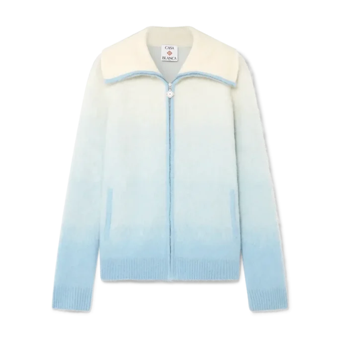 Chaqueta con cremallera de mohair con degradado difuminado