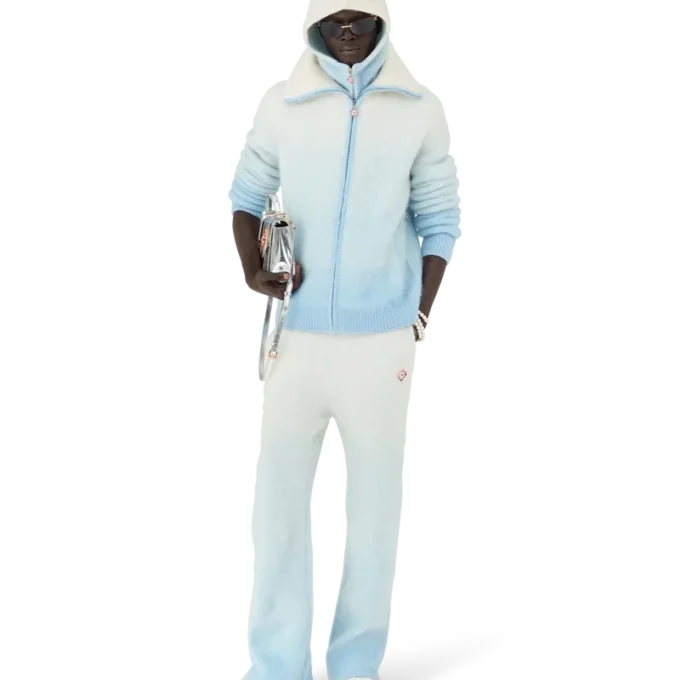 Chaqueta con cremallera de mohair con degradado difuminado