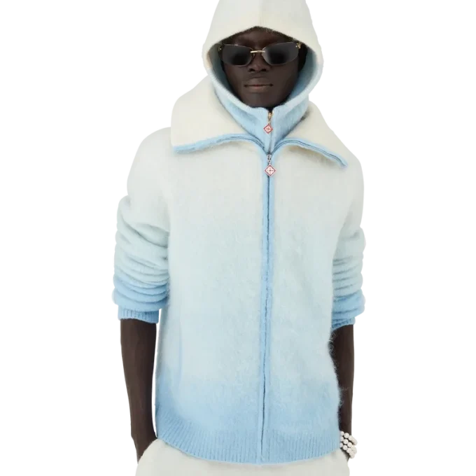 Chaqueta con cremallera de mohair con degradado difuminado