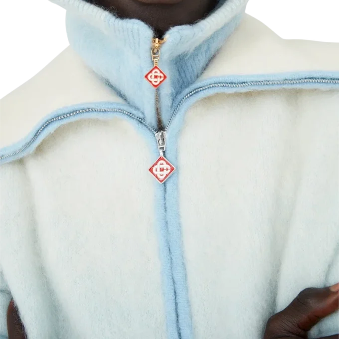 Chaqueta con cremallera de mohair con degradado difuminado