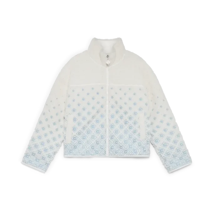 Chaqueta corta de forro polar con monograma degradado bordado