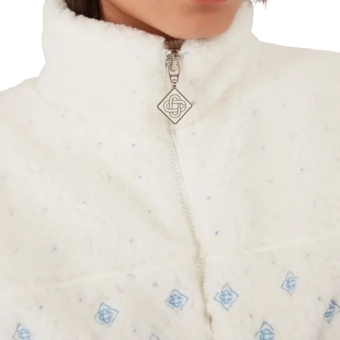 Chaqueta corta de forro polar con monograma degradado bordado