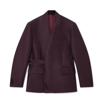 Chaqueta cruzada entallada de mezcla de lana y seda