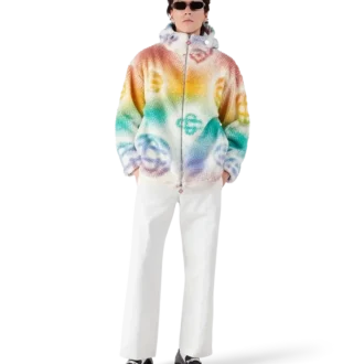 Chaqueta de forro polar con monograma en semitonos