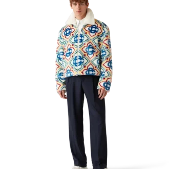 Chaqueta de piel sintética jacquard