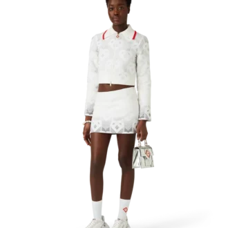 Chaqueta de rizo con monograma de corazones degradado