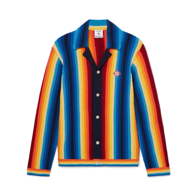 Chaqueta de rizo con rayas degradadas