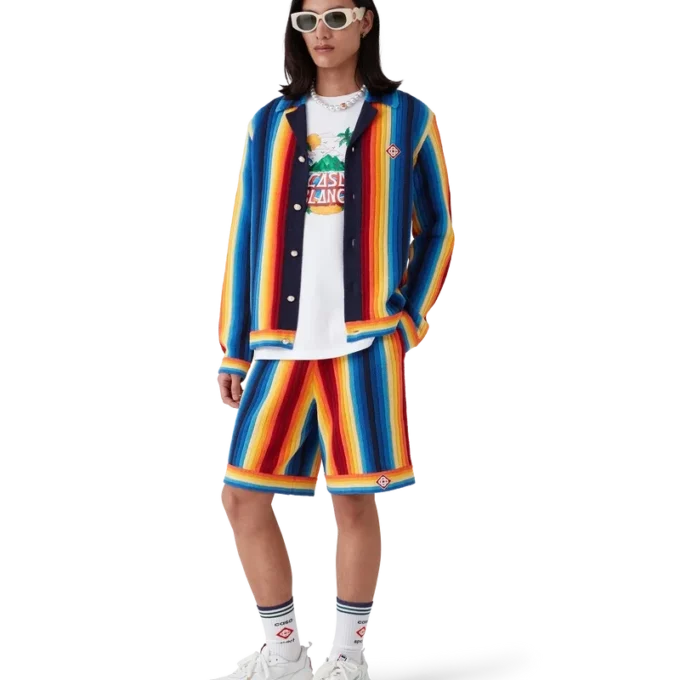 Chaqueta de rizo con rayas degradadas