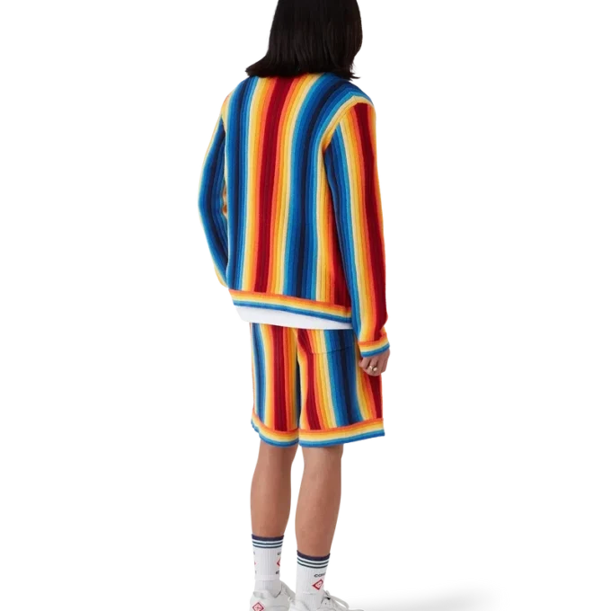 Chaqueta de rizo con rayas degradadas