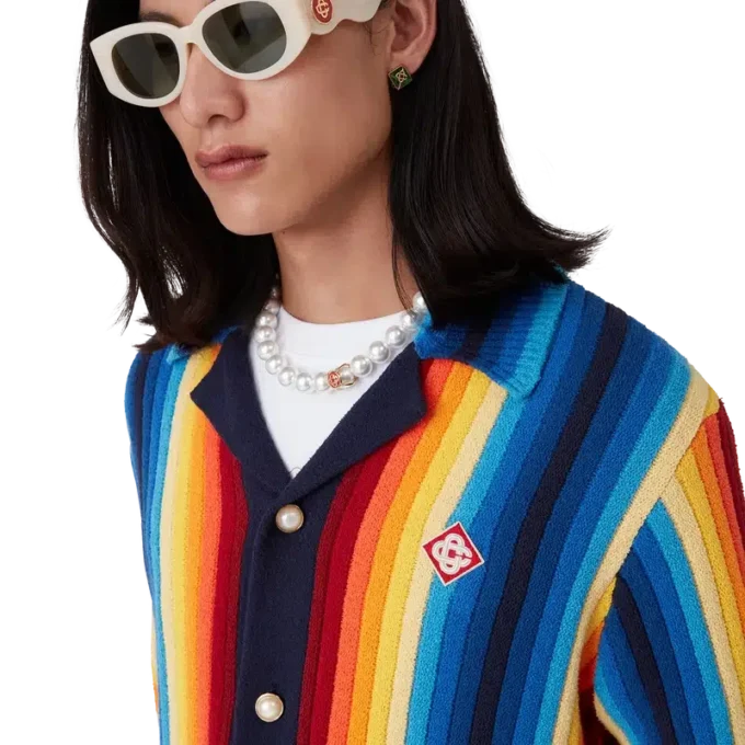 Chaqueta de rizo con rayas degradadas