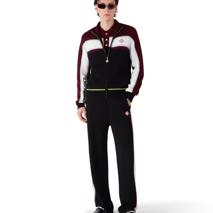 Chaqueta deportiva de punto merino a rayas Chaqueta deportiva de punto merino a rayas