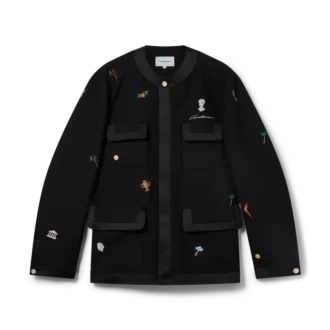 Chaqueta entallada de lana con motivo bordado