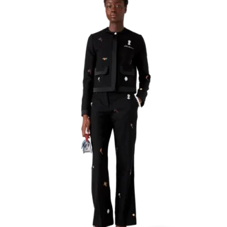 Chaqueta entallada de lana con motivo bordado