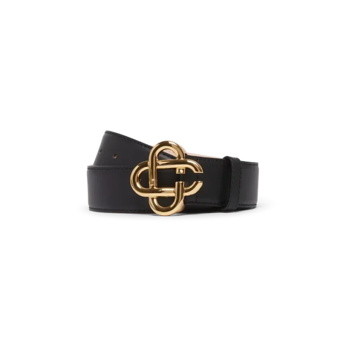 Cinturón de hombre con hebilla y logotipo CC en negro y dorado Cinturón de hombre con hebilla y logotipo CC en negro y dorado