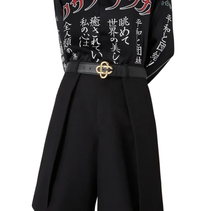 Cinturón de hombre con hebilla y logotipo CC en negro y dorado Cinturón de hombre con hebilla y logotipo CC en negro y dorado