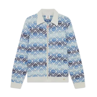 Cárdigan de merino de manga larga con monograma y efecto degradado