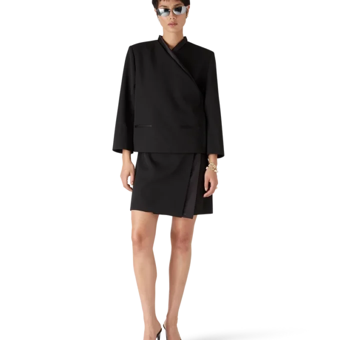 Falda cruzada de sastrería de lana