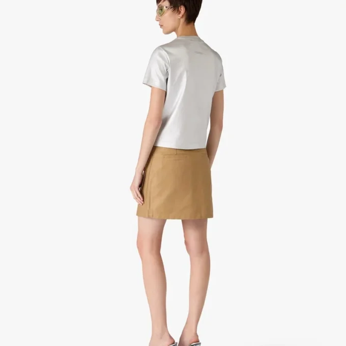 Falda de algodón con bolsillos en color beige