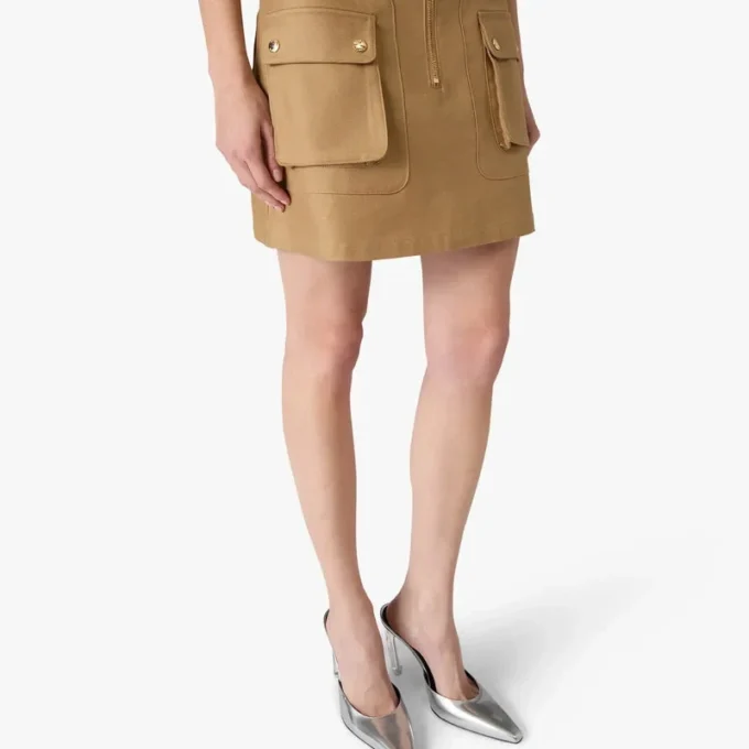 Falda de algodón con bolsillos en color beige