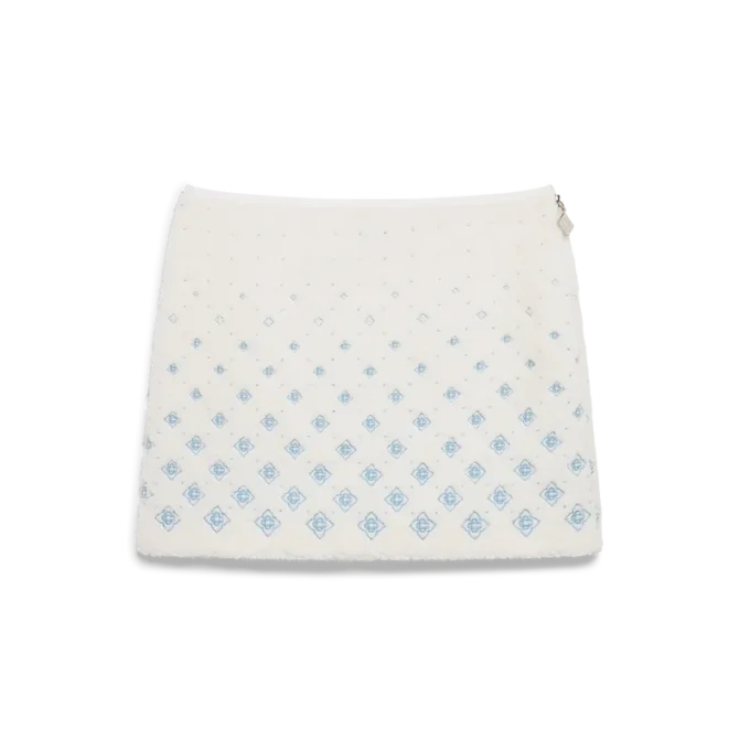 Falda de felpa con monograma degradado bordado Falda de felpa con monograma degradado bordado