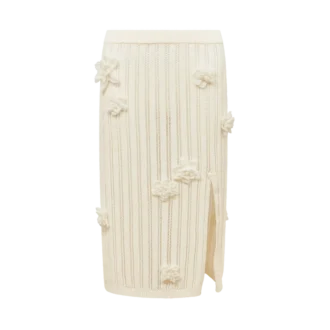 Falda de punto con encaje floral