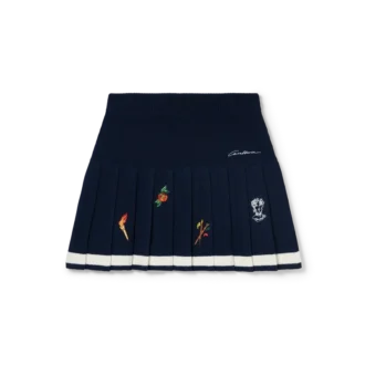 Falda plisada de lana y cachemira con motivo bordado