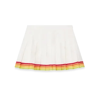 Falda plisada de sarga de seda con mascota naranja