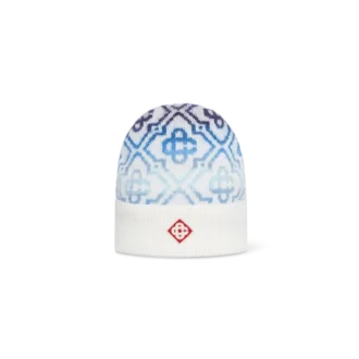 Gorro de merino con monograma y efecto degradado