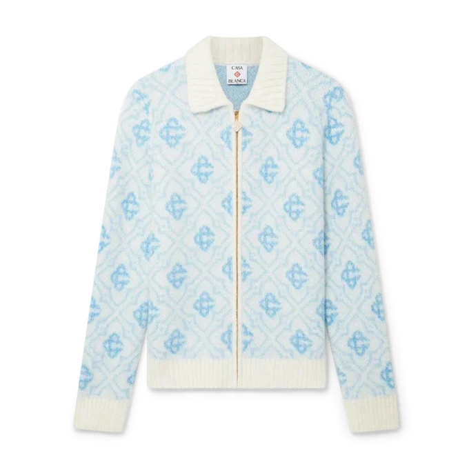 Jersey con cremallera de mohair con monograma