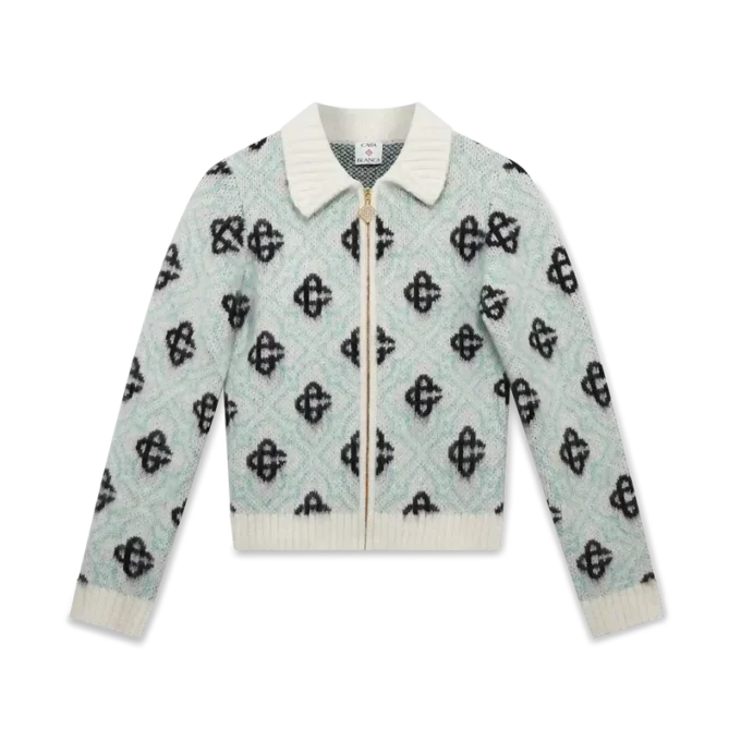 Jersey con cremallera de mohair con monograma