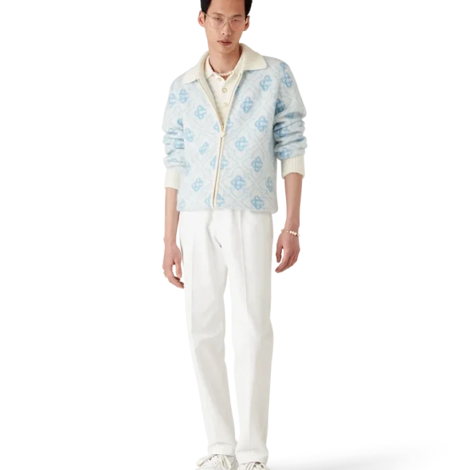 Jersey con cremallera de mohair con monograma