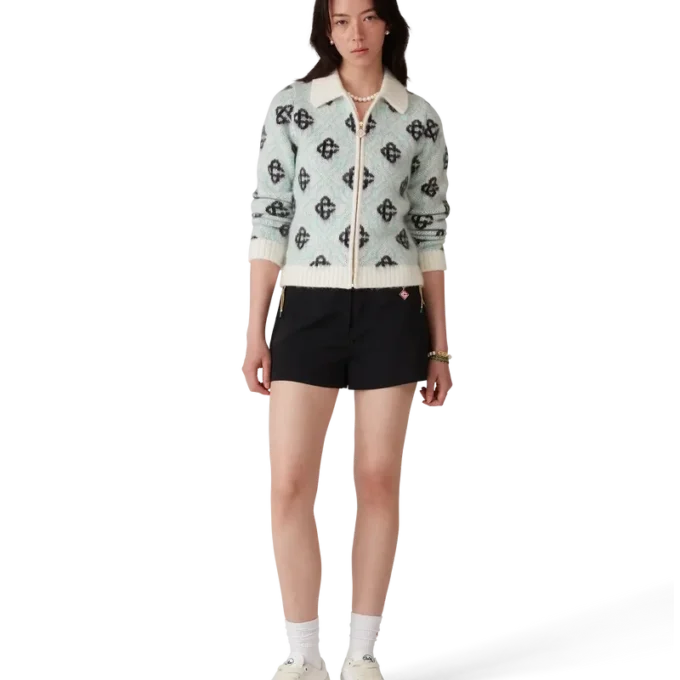 Jersey con cremallera de mohair con monograma