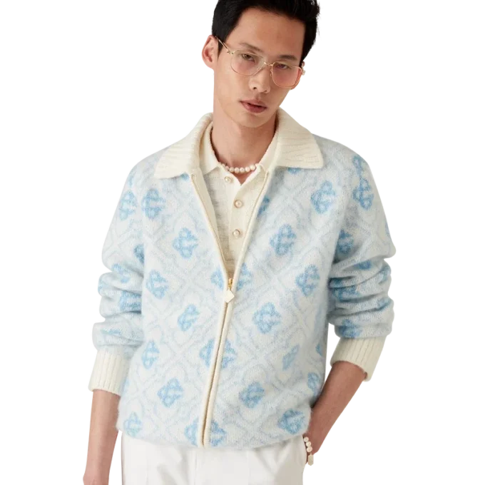 Jersey con cremallera de mohair con monograma