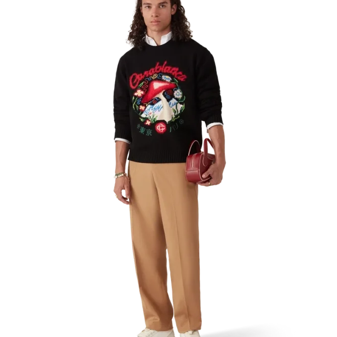 Jersey de algodón con bordado de setas