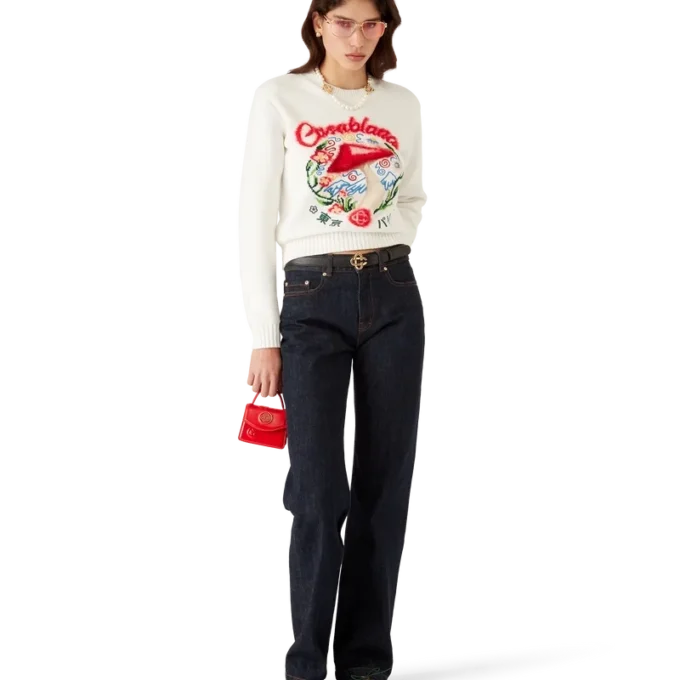 Jersey de algodón con bordado de setas Jersey de algodón con bordado de setas