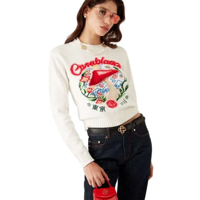 Jersey de algodón con bordado de setas Jersey de algodón con bordado de setas