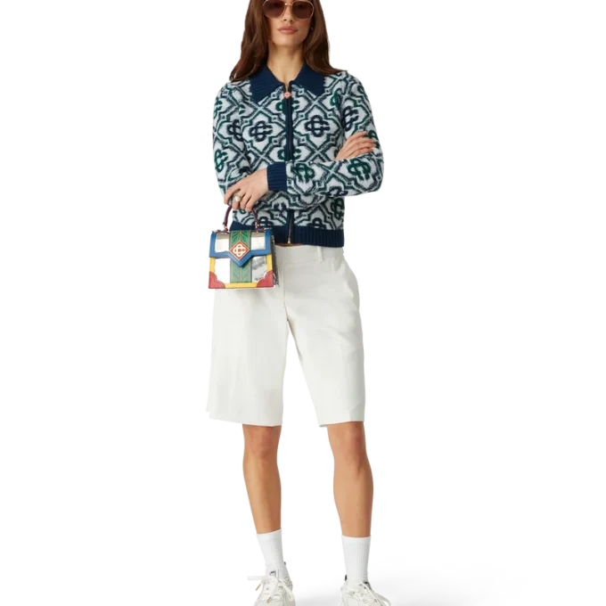 Jersey de punto con cremallera y monograma